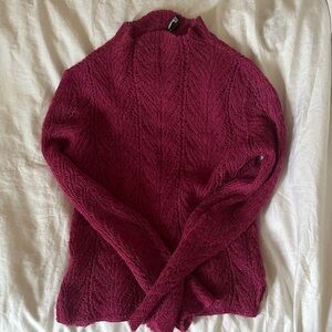 Magenta Pointelle Mohair Sweater